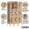 Salsbury Industries 3 Tier Vented Locker, 36"Wx66"Hx18"D, 9 Door, Tan, Unassembled 73358TN-U - alternate 3